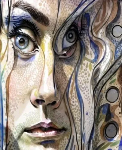 cerati,malakian,thranduil,galadriel,queen cage,leota,goertzel,glass painting,heda,rotoscope,bodypainting,anchoress,difranco,seelie,women's eyes,overlaid,klimley,klimts,klimt,medusa