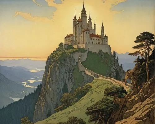 neuschwanstein,schuitema,travel poster,schwabentor,hildebrandt,schuiten,neuschwanstein castle,summit castle,covadonga,benois,bavaria,morgenstein,sonnenburg,roerich,weisstein,hohenzollern castle,wittenstein,tirith,hohenzollern,transilvania,Illustration,Retro,Retro 01