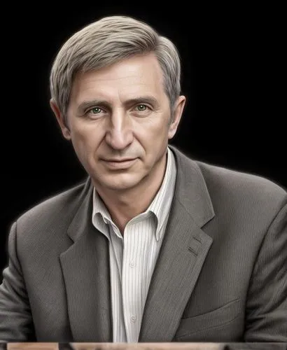 a man sitting at a table in a gray suit,deukmejian,weprin,akhmetov,balcerowicz,mirzoyev,stoitchkov,Common,Common,Natural