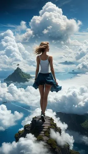 above the clouds,mountain climber,photoshop manipulation,photo manipulation,cloud mountain,fantasy picture,Conceptual Art,Fantasy,Fantasy 11