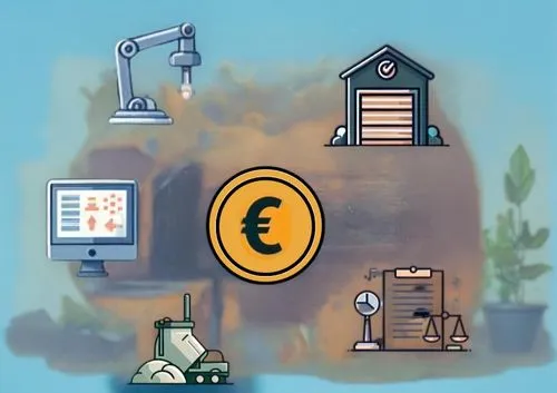 a painting with various icons of electronic equipment,houses clipart,euro sign,microfinancing,electronic money,inmobiliarios,industriebank,electronic payments,smartmoney,cofinancing,moneycentral,micro