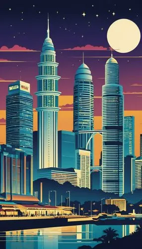 guangzhou,city skyline,shanghai,chengli,Illustration,Retro,Retro 06