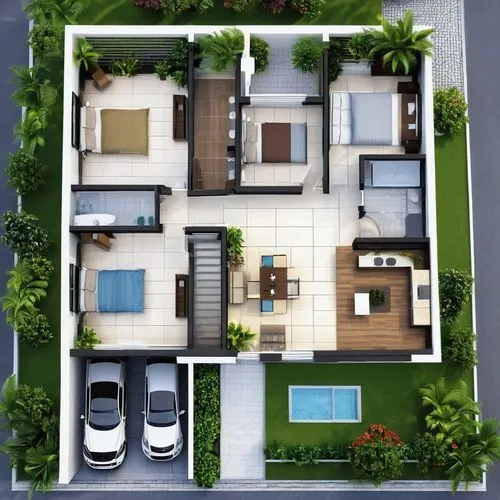 DESIGN 15 METER BY 15 METER ARCHITECUREAL PLAN 2 BEDROOM + KITCHEN + TOILET AND STAIRCASE AND OUT DOOR PLANT,floorplan home,shared apartment,an apartment,residential area,apartment house,houses clipar