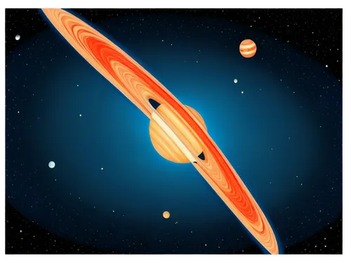 solar system, planetary bodies, vibrant colors, gradient background, 3D illustration, stars scattered, planets in orbit, Saturn's rings, Jupiter's Great Red Spot, Earth from space, Mars' rusty landsca