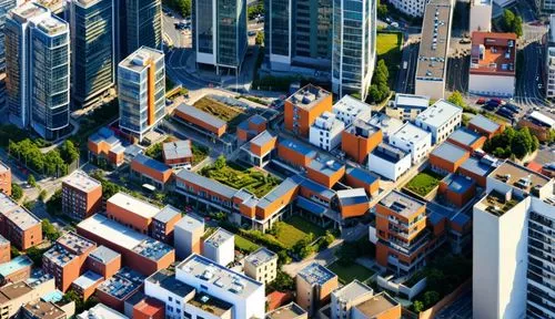 도시 스케치를 실사화 해줘,the aerial view shows tall buildings and a road,microdistrict,city buildings,business district,city blocks,citydev,megapolis,Photography,General,Realistic