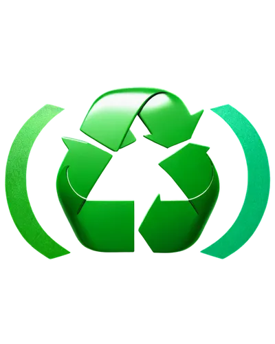 Recycling symbol, green theme, eco-friendly, circular logo, white background, 3D metallic texture, shiny surface, soft lighting, close-up shot, central composition, vibrant color tone, detailed illust