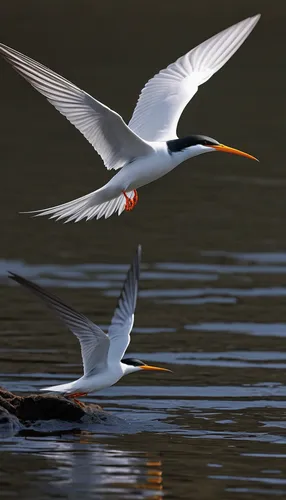 Write a descriptive paragraph about the graceful flight and hunting techniques of a river tern in its natural habitat.,royal tern,flying common tern,tern bird,tern flying,caspian tern,common tern,rive