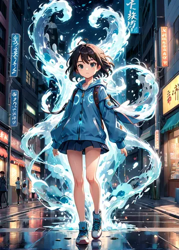 walking in the rain,kayano,blue rain,cyan,raincoat,rainy,anime japanese clothing,mako,little girl in wind,in the rain,hong,light rain,japanese wave,precipitation,world digital painting,japanese waves,gomashio,akko,asia,shibuya,Anime,Anime,Realistic