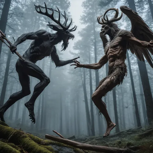 krampus,mythical creatures,faun,trioceros,stag,supernatural creature,fantasy art,fantasy picture,dance of death,danse macabre,druids,forest animals,the night of kupala,mythical creature,angel and devil,mythological,predation,manchurian stag,shamanic,fairies aloft,Photography,General,Natural