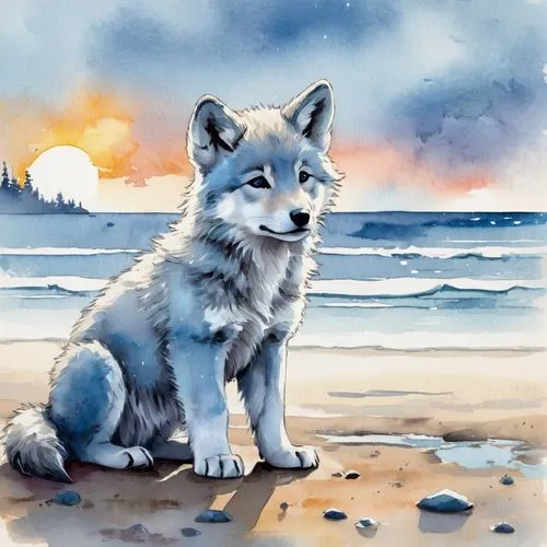 watercolor dog,watercolour fox,watercolor background,sand fox,watercolor,arctic fox,Illustration,Paper based,Paper Based 25