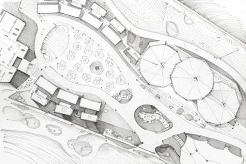 roof domes,landscape plan,school design,shanghai disney,house drawing,escher village,dome roof,aerial landscape,musical dome,round house,garden buildings,planetarium,roof landscape,second plan,caravanserai,layout,architect plan,town planning,roof garden,solar cell base,Design Sketch,Design Sketch,Hand-drawn Line Art