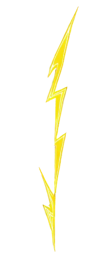 yellow lightning bolt, electrified, zigzag shape, glowing edges, bright sparkles, transparent background, centered composition, dramatic lighting, high contrast, 3D appearance, detailed texture, bold 