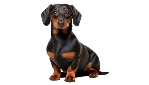 Fat brown dachshund, sitting posture, short legs, curved back, floppy ears, cute face, black nose, round eyes, shiny coat, soft fur texture, warm lighting, close-up shot, 3/4 composition, shallow dept