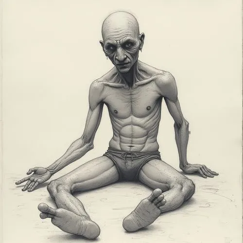 progeria,krishnamacharya,obertan,gollum,ron mueck,emaciated