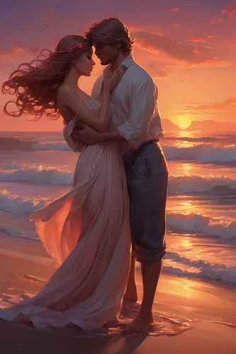 romantic portrait,romantic scene,loving couple sunrise,love in the mist,waltz,honeymoon,the wind from the sea,amorous,digital painting,romantic night,romance novel,eventide,gone with the wind,romantic,dancing couple,world digital painting,beach background,love in air,romantic look,vintage couple silhouette,Conceptual Art,Fantasy,Fantasy 01