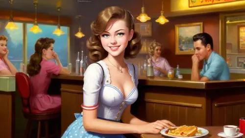 retro diner,waitress,woman at cafe,50's style,fifties,soda shop,retro girl,retro women,retro woman,retro pin up girl,soda fountain,waitresses,retro pin up girls,valentine day's pin up,cigarette girl,women at cafe,diners,hostess,retro 1950's clip art,pin up girl
