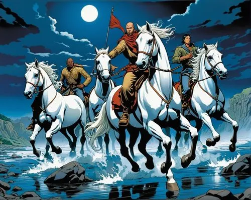 orishas,elfquest,horse riders,wildstorm,spiegle,horsemen,silverheels,centaurs,kanigher,cavalrymen,cassaday,inhumans,palmiotti,highwaymen,horseman,zagor,dragonlance,toreros,foxhunter,amazons,Illustration,American Style,American Style 04