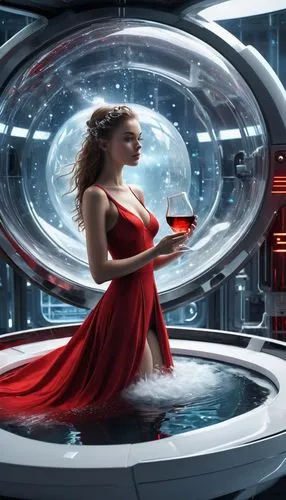 femtosecond,sci fiction illustration,man in red dress,technosphere,red matrix,lady in red,Conceptual Art,Fantasy,Fantasy 11