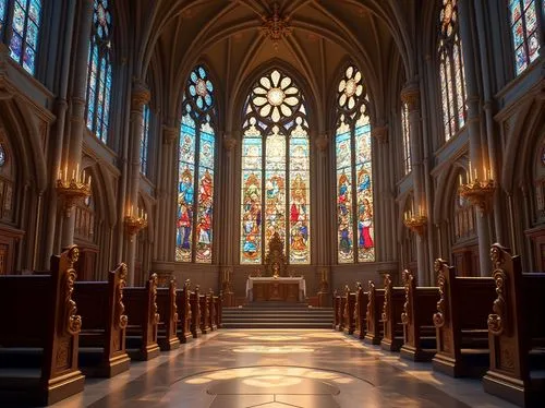 transept,pcusa,stained glass windows,presbytery,sanctuary,christ chapel,stained glass,choir,church windows,altar,mdiv,chapel,interior view,cathedral,collegiate basilica,episcopalianism,the interior,cathedrals,interior,stained glass window,Photography,General,Realistic