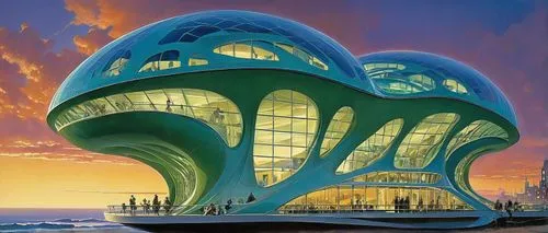 futuristic architecture,futuristic art museum,karchner,morphosis,arcology,etfe,futuristic landscape,guggenheim museum,musical dome,futuroscope,safdie,biospheres,odomes,halderman,koolhaas,house of the sea,mvrdv,niemeyer,discoideum,roof domes,Conceptual Art,Sci-Fi,Sci-Fi 19