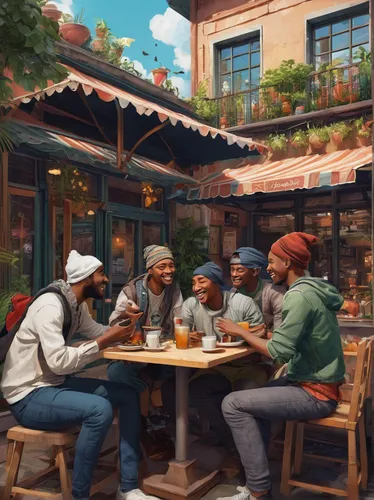 the coffee shop,coffee shop,watercolor cafe,street cafe,community connection,paris cafe,tavern,coffeehouse,parisian coffee,coffee tea illustration,gnomes at table,game illustration,drinking establishment,world digital painting,women at cafe,low poly coffee,wine tavern,pizzeria,coffee break,rosa cantina,Conceptual Art,Sci-Fi,Sci-Fi 05