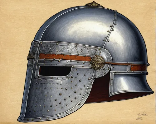 Medieval helm DRAWING by Marcello Barenghi by marcellobarenghi,equestrian helmet,steel helmet,german helmet,soldier's helmet,helmet,helmet plate,heavy armour,helm,breastplate,centurion,knight armor,ir