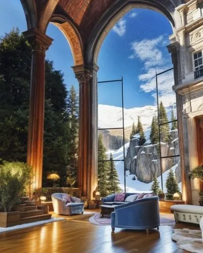 JUST ONE BALCONY
,luxury home interior,transparent window,casa fuster hotel,mirror house,villa d'este,exterior mirror,villa balbianello,loggia,parabolic mirror,inside courtyard,3d rendering,glass roof