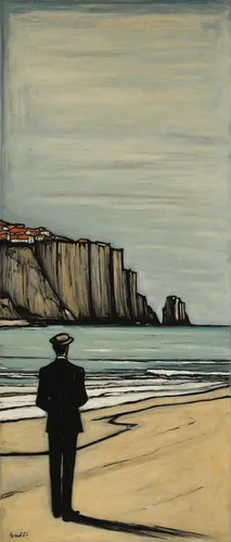 breton,man at the sea,basset artésien normand,vincent van gough,etretat,chalk cliff,braque saint-germain,promenade,olle gill,normandy,berger picard,woman walking,braque francais,passepartout,braque du bourbonnais,man with umbrella,t normandie,beach landscape,el mar,walking man,Art,Artistic Painting,Artistic Painting 01