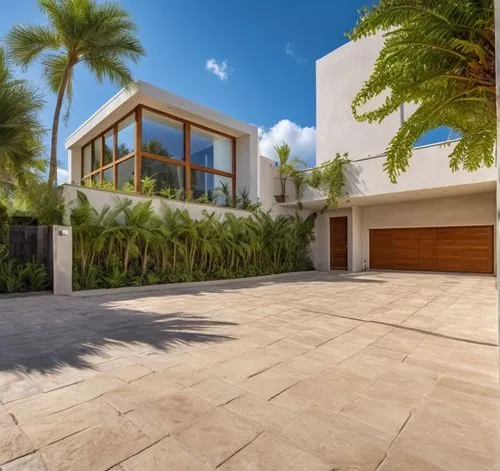 tropical house,landscaped,florida home,driveways,landscape design sydney,travertine,Photography,General,Realistic