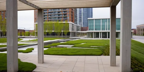 roof garden,corten steel,hafencity,autostadt wolfsburg,green space,highline,urban park,botanical square frame,artificial grass,framing square,sculpture park,grass roof,roof terrace,green lawn,biotechnology research institute,garden of plants,landscape designers sydney,courtyard,landscape design sydney,glass facade,Photography,General,Realistic