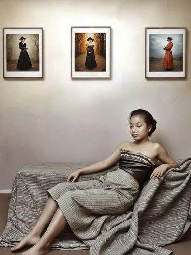 art photography,girl with cloth,girl in cloth,photo painting,girl in a long,conceptual photography