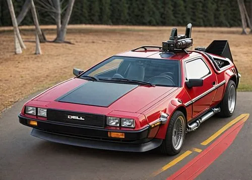 "Create a highly realistic, photographic image of the 1981 DeLorean DMC-12, specifically detailed as the hero car "A-Car" from the set of "Back to the Future." The car should be depicted with its icon