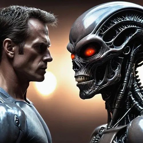 terminator,faceoff,prometheus,terminators,fassbender,staredown,face to face,europacorp,avp,transhuman,skynet,transhumanism,maximilien,promethean,humanoids,gantz,prehuman,guyver,herminator,positronic,Conceptual Art,Sci-Fi,Sci-Fi 13