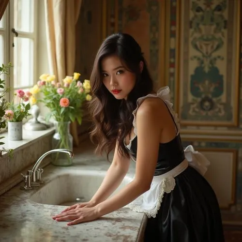 vintage asian,mademoiselle,elegant,elegante,bathtub,kaew