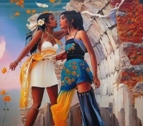 fantasy picture,indian art,fantasy art,indigenous painting,oil painting on canvas,african art,radha,girl kiss,peruvian women,romantic scene,hare krishna,beautiful african american women,art painting,o