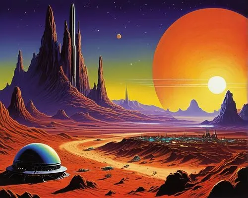 futuristic landscape,alien planet,barsoom,alien world,extrasolar,desert planet,moon valley,planet mars,red planet,farpoint,lunar landscape,dune landscape,cydonia,bonestell,homeworlds,desert landscape,offworld,desert desert landscape,space art,mars,Conceptual Art,Sci-Fi,Sci-Fi 20