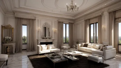 luxury home interior,ornate room,livingroom,sitting room,living room,great room,neoclassical,luxury property,3d rendering,penthouse apartment,interior design,interior decoration,luxury real estate,marble palace,family room,breakfast room,neoclassic,interior decor,interiors,french windows