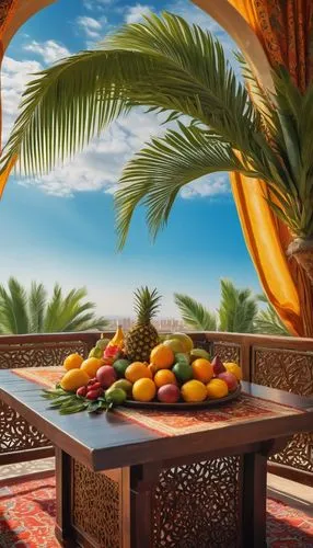 arabic background,persian norooz,ramadan background,bahian cuisine,cabana,fruit stand,djerba,desert background,mediterranean cuisine,tropical fruits,summer still-life,morocco,oranges,mediterranean,fruit plate,date palm,fruit market,fruit stands,omani,colored pencil background,Conceptual Art,Fantasy,Fantasy 03