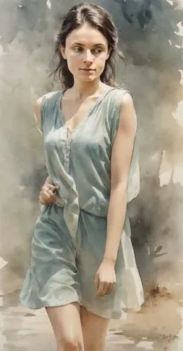 beren,margairaz,eretria,woman walking,margaery,sarikaya,washerwoman,abnegation,sendler,inanna,tatia,iphigenia,hande,mervat,arwen,female runner,girl in a historic way,colorization,maryan,katniss,Digital Art,Watercolor