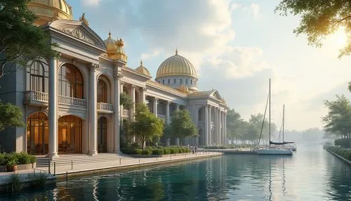 constantinople,alexandria,philippopolis,water palace,citadels,egyptian temple,grand canal,the cairo,waterfront,saint petersburg,3d rendering,herakleion,dorne,venetian hotel,sansar,harborfront,venetian,macao,imperial shores,houseboats,Photography,General,Realistic