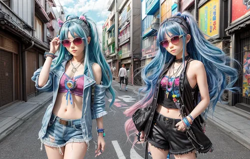 anime 3d,anime japanese clothing,vocaloid,hatsune miku,anime girl,harajuku,blue heart,miku,adobe photoshop,cyan,3d fantasy,world digital painting,3d background,photomanipulation,digital compositing,bl