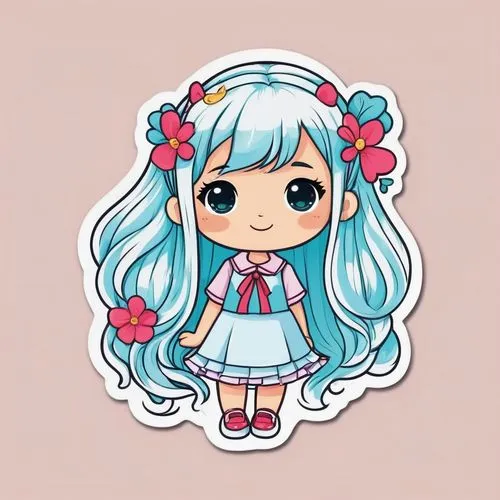 chibi girl,chibi,miku,hatsune miku,clipart sticker,sticker,sakura wreath,peppermint,hair ribbon,transparent background,kawaii girl,cute cartoon character,naginatajutsu,cyan,kawaii,wreath vector,ferry,washi tape,coral charm,candy island girl,Unique,Design,Sticker