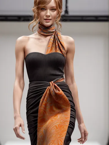 A fashion model on the catwalk.,dress form,evening dress,cocktail dress,nami,girl in a long dress,female model,orange,sheath dress,fashion design,sushi roll images,one-piece garment,long dress,dress w