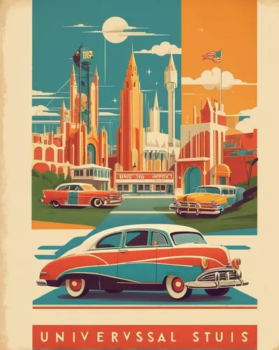 travel poster,universal,universal exhibition of paris,travel trailer poster,universal studios,retro vehicle,chrysler 300 letter series,utopian,retro automobile,vintage cars,edsel,retro 1950's clip art,vintage wallpaper,austin cambridge,retro style,cadillac de ville series,abstract retro,usa landmarks,vintage illustration,vintage theme,Illustration,Vector,Vector 05