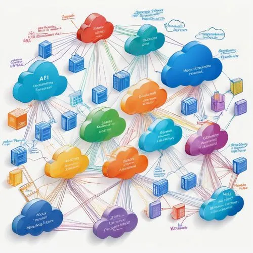 aws architecture diagram, modern minimalistic style, simple shapes, bright colors, 3D visualization, cloud computing symbols, network diagrams, servers, databases, APIs, routers, firewalls, EC2 instan