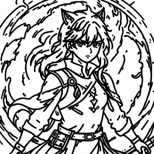 the anime girl is walking along the water,kardia,oboro,sashurin,mono-line line art,skuld,mono line art,Design Sketch,Design Sketch,Rough Outline