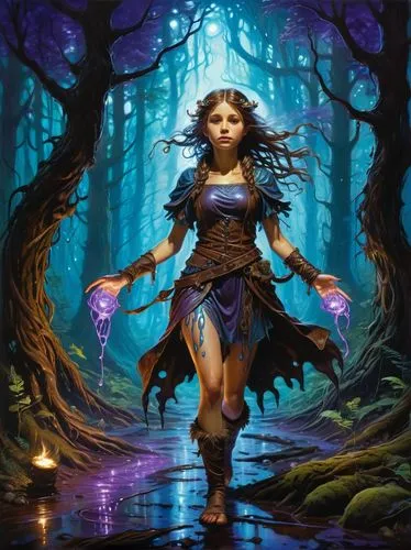 blue enchantress,sorceress,faerie,fae,fantasy picture,the enchantress,Illustration,Realistic Fantasy,Realistic Fantasy 03