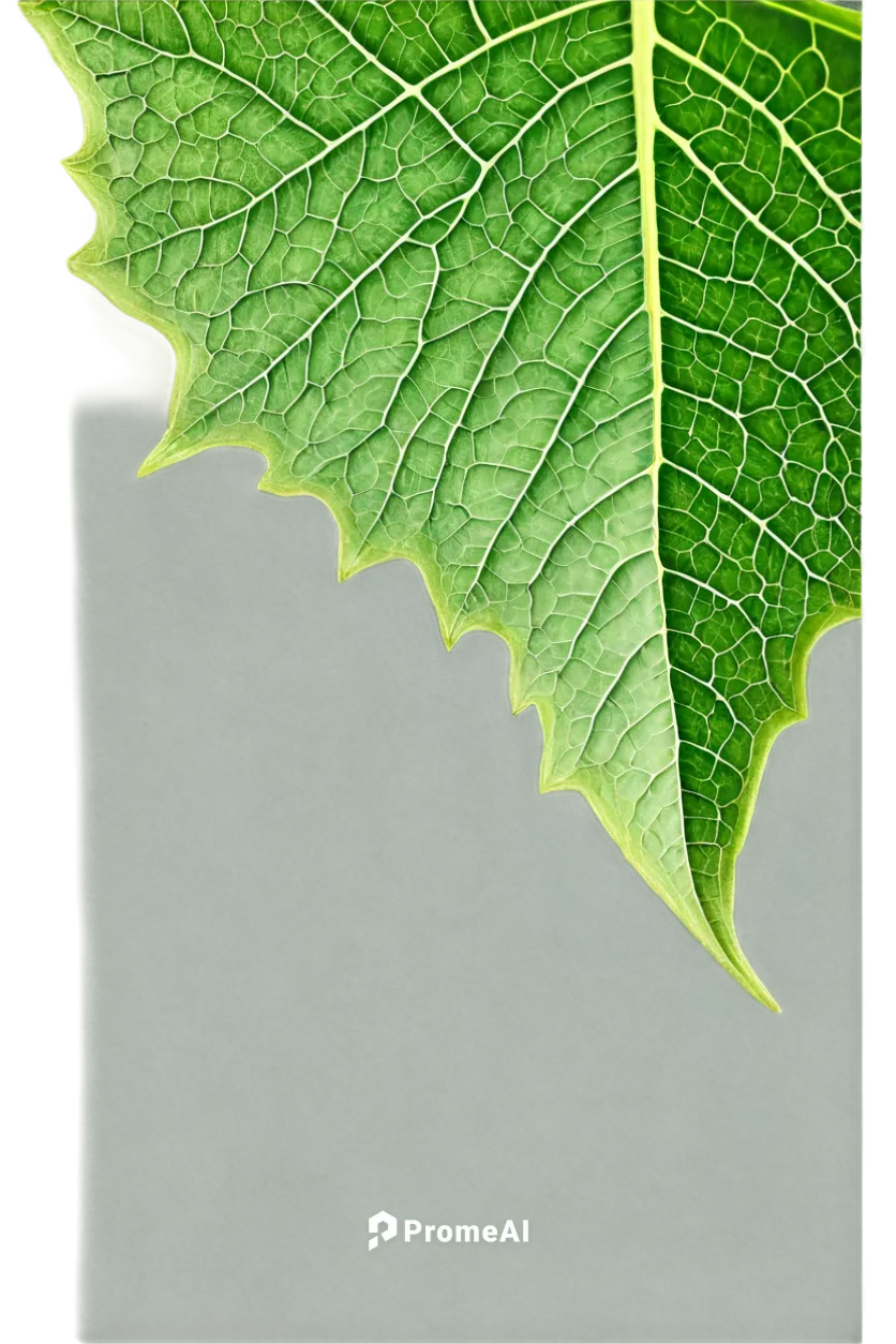 Delicate leaf border, intricate veins, soft green color, wavy edges, natural curves, ornate pattern, transparent background, high-resolution details, shallow depth of field, warm lighting, 3/4 composi