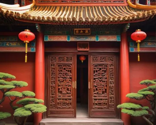 jingshan,asian architecture,shuozhou,chaozhou,qibao,pingyao,hall of supreme harmony,hengdian,doorway,qingcheng,wudang,zhaozhou,buddha tooth relic temple,chengqian,main door,kunming,soochow,qufu,buddhist temple,shaoxing,Illustration,Paper based,Paper Based 17