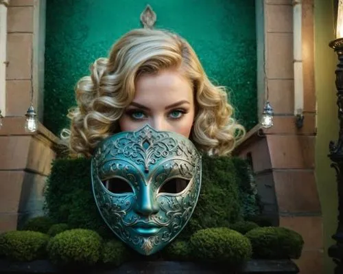 with the mask,anonymous mask,masquerade,two face,without the mask,masque,madonna,sarah walker,gold mask,wicked,blonde woman,female hollywood actress,venetian mask,heather green,photoshop manipulation,